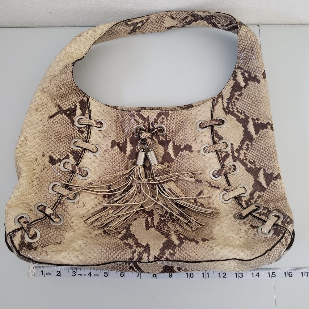 Michael Kors - Reptile print hobo bag, tassels w/silver hardware - Picture 9 of 13